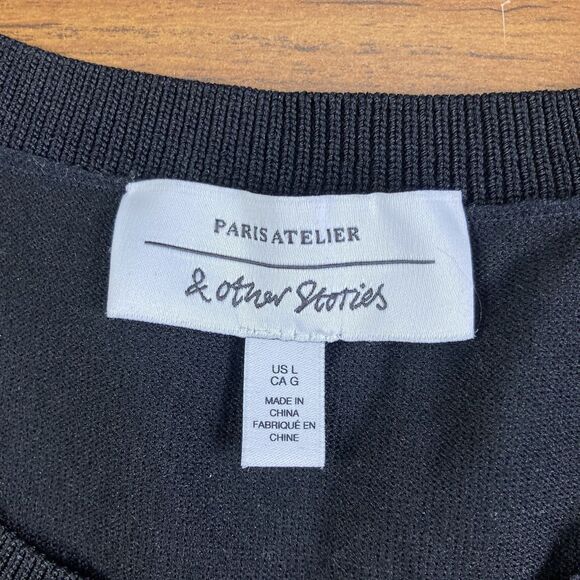 Paris Atelier & Other Stories Large Women Black Tank Top Knit Lasercut Basic EUC - Picture 2 of 9